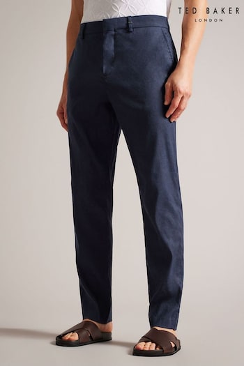 Ted Baker Blue Kimmel Linen Blend Half Elasticated Trousers Workout (C33071) | £100