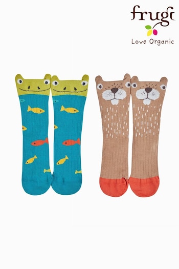 Frugi X The National Trust Blue Fold Over Socks 2 Pack (C33083) | £13