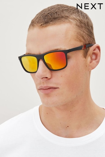 Black/Red Square Polarised Sunglasses (C33135) | £16
