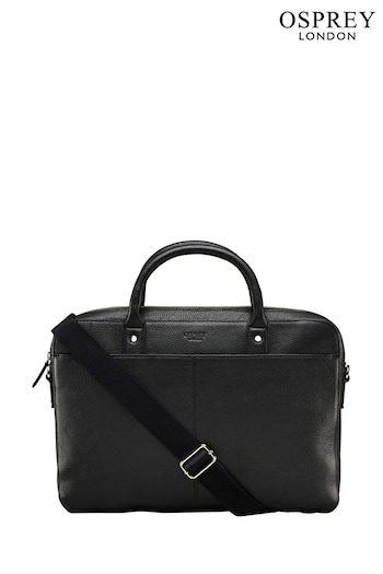 OSPREY LONDON The Jacob Leather Black Laptop Bag (C33357) | £169