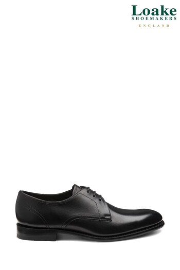 Loake Atherton Hand Painted Plain Derby Black Shoes (C33367) | £199