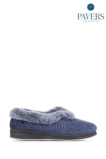 Pavers Grey Wide Fit Full Slippers (C33689) | £25