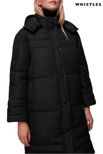 Whistles Becky Longline Black Puffer Coat (C33734) | £179