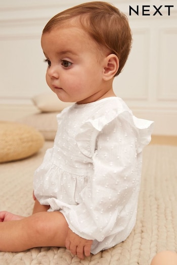 Ecru White Woven Baby Bodysuit (C33942) | £10.50 - £12.50