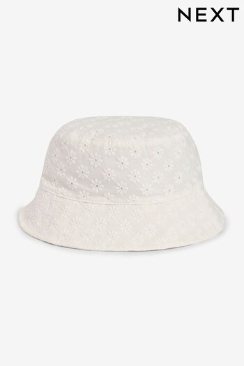 White Broderie Bucket Hat (3mths-10yrs) (C34030) | £8 - £10