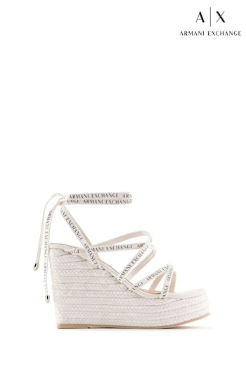 Armani Exchange Strappy Wedge Logo Sandals (C34145) | £170