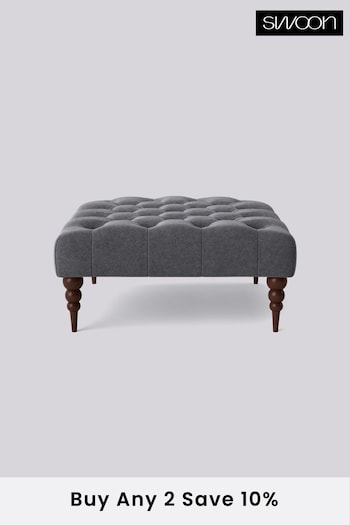 Swoon Smart Wool Anthracite Grey Plymouth Square Ottoman (C34268) | £280