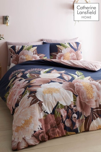 Catherine Lansfield Blue Opulent Floral Duvet Cover and Pillowcase Set (C34355) | £20 - £32