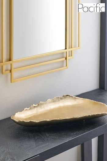 Pacific Champagne Gold Metal Decorative Platter (C34595) | £100