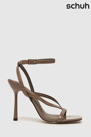 Schuh Sophina Brown Strappy Patent Sandals (C34638) | £35