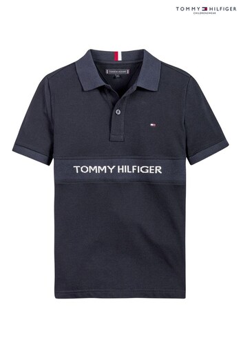 Tommy Hilfiger Blue Jacquard Polo Shirt (C34776) | £40 - £45