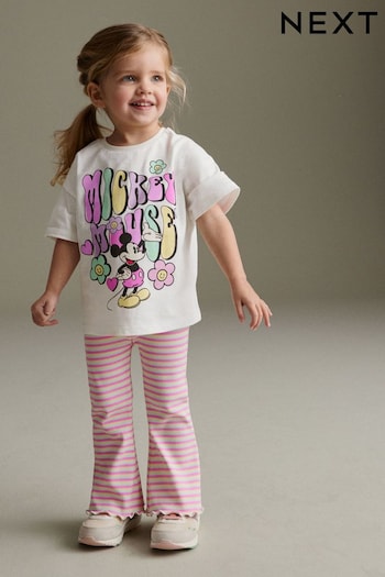 Bright Pink Disney Minnie Mouse T-Shirt and Flare midi Leggings Set (3mths-7yrs) (C34857) | £15 - £18
