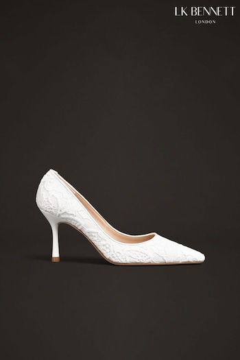 LK Bennett White Leilani Lace Wedding Shoes (C35241) | £259