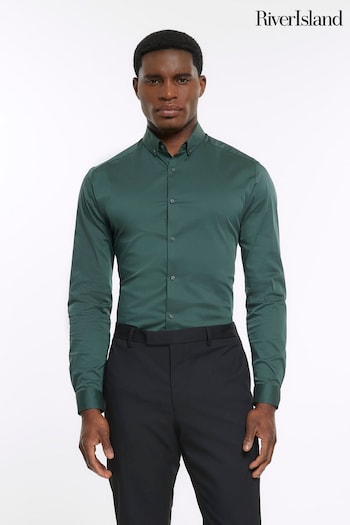 River Island Khaki Green Muscle Shirt (C35274) | £23
