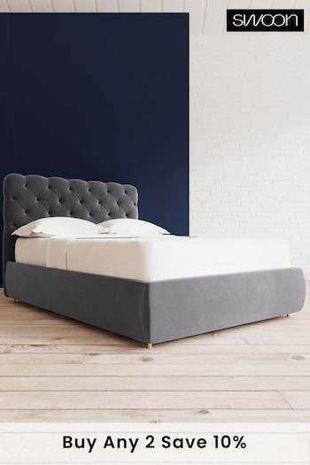 Swoon Easy Velvet Granite Grey Burbage Divan Bed (C35287) | £1,199 - £1,289