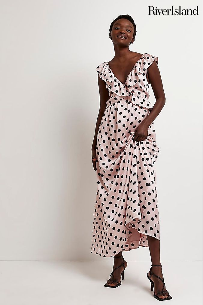 River island white spot dress sales