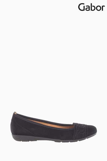 Gabor Resemblance Black Suede Ballerina Kest Shoes (C35445) | £85