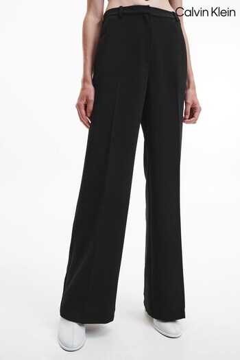 Calvin Klein Black Crepe Wide Leg Midi Trousers (C35631) | £200