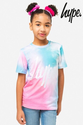 Hype. Girls Pink Pastel Fade Script T-Shirt (C35688) | £18