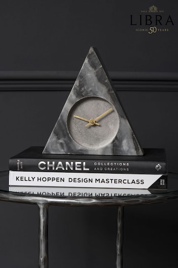 Libra Grey Marble Triangular Mantel Clock (C35716) | £70