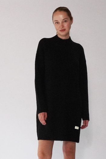 Religion Black High Neck Jumper Tunic Dress maxi In Neutral Pattern (C35846) | £85