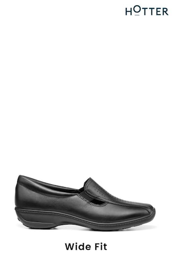 Hotter Calypso II Wide Fit Black Slip On Shoes (C35859) | £89