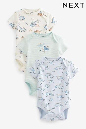 Pale Blue Baby Short Sleeves Bodysuit 3 Pack (C36050) | £13 - £15