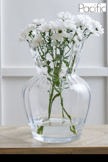 Pacific Clear Glass Tara Optic Large Vase (C36053) | £60