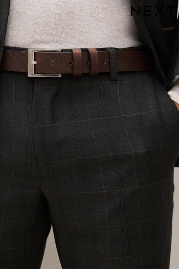Brown Textured Leather Belt (C36149) | £16