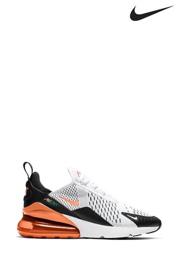 Nike White/Black Orange Air Max 270 Youth Trainers (C36429) | £90
