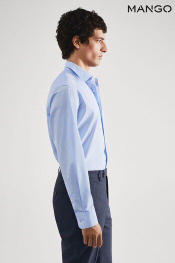 Mango Blue Slim Fit Cotton Suit Shirt (C36496) | £50