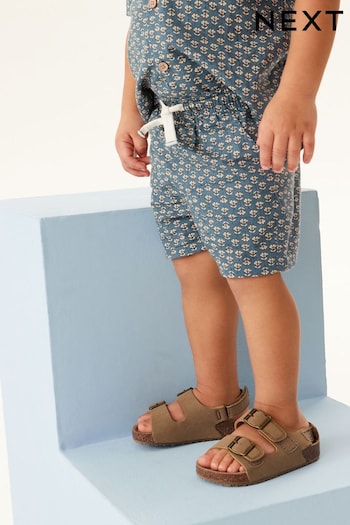 Stone JOSEPH Standard Fit (F) Double Buckle Cushioned Footbed Sandals (C36577) | £14 - £17