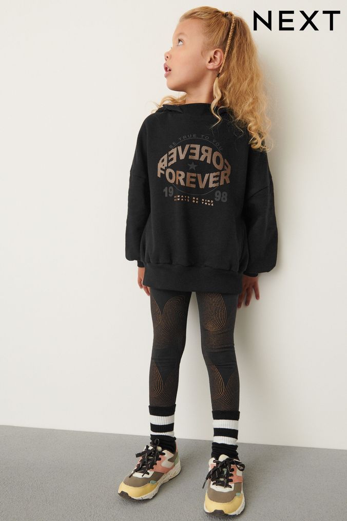 Girls black store and gold leggings