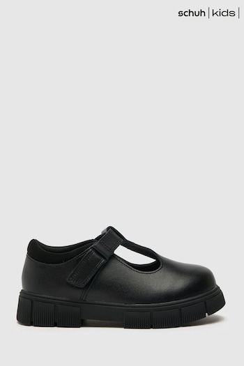 Schuh Wide Fit Loopy Black Leather T-Bar Shoes (C36800) | £32