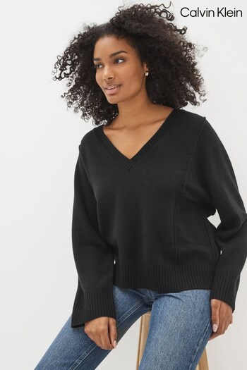 Calvin Klein Black Cashmere V-Neck Sweater (C36801) | £250