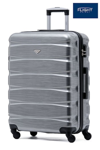 Flight Knight Silver Gloss Medium Hardcase Lightweight Check In Suitcase With 4 Wheels (C36916) | £60