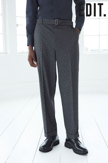 Grey EDIT Oversized Check Suit Trousers (C37005) | £45