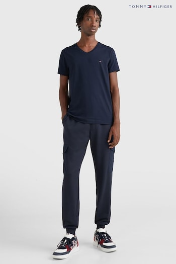 Tommy Hilfiger Blue Core Stretch Slim Fit V-Neck T-Shirt (C37049) | £40