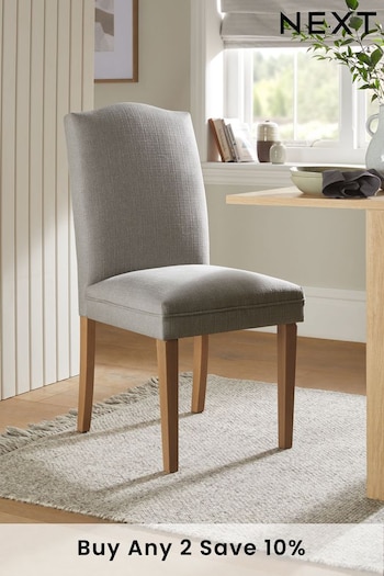 Set of 2 Soft Linen Look Mid Grey Malvern Oak Effect Leg Dining Chairs (C37069) | £225