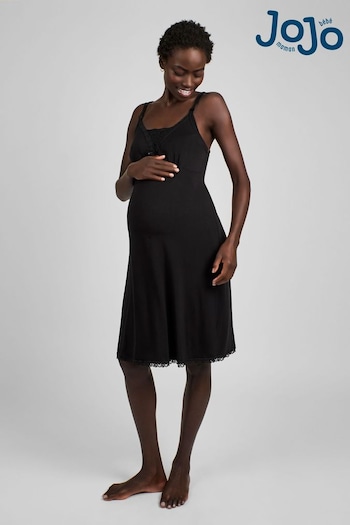 JoJo Maman Bébé Black Lace Maternity & Nursing Nightdress (C37255) | £32