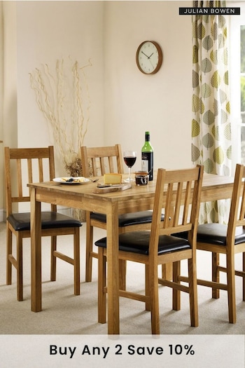Julian Bowen Oak Coxmoor Solid Oak 4 Seater Dining Set (C37552) | £490