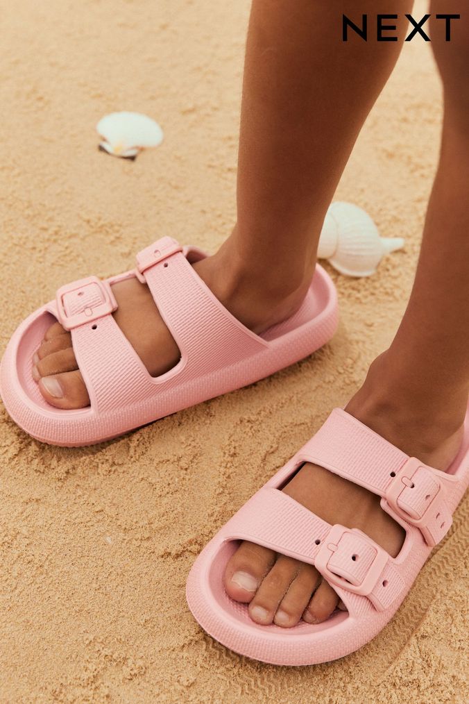 Blush Pink Chunky Double Strap Sandals (C37724) | £12 - £15