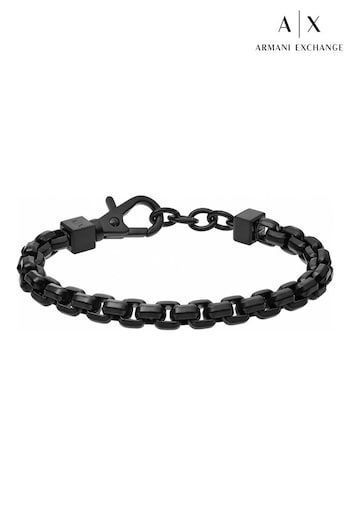Armani Exchange Gents Jewellery Classic Black Bracelet (C37725) | £69