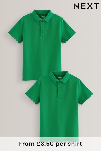 Green 2 Pack Cotton School Polo Shirts (3-16yrs) (C37732) | £7 - £12.50