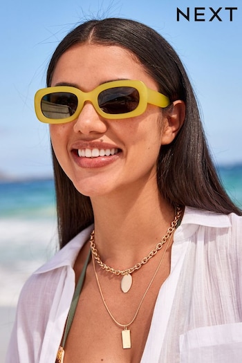 Lime Green Polarized Rectangle Sunglasses mykita (C37791) | £11