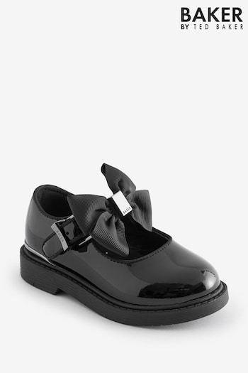 Baker by Ted Baker Girls Back to School Mary Jane Black fashion Shoes with Bow (C37847) | £42 - £44