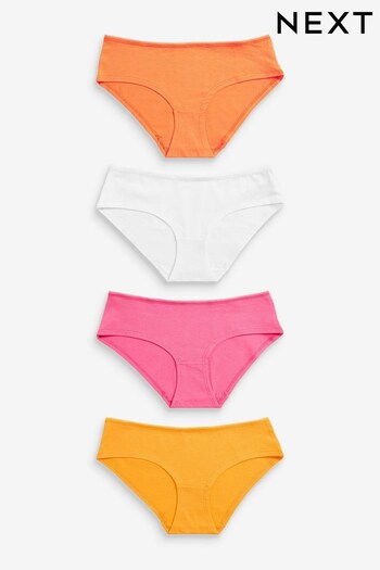 Orange/Pink/White Short Cotton Rich Knickers 4 Pack (C37857) | £9