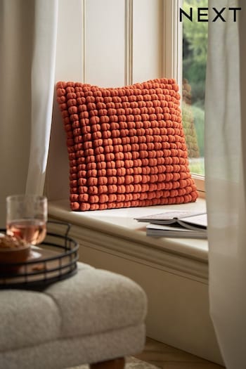 Rust Brown 43 x 43cm Global Bobble Cushion (C37964) | £20