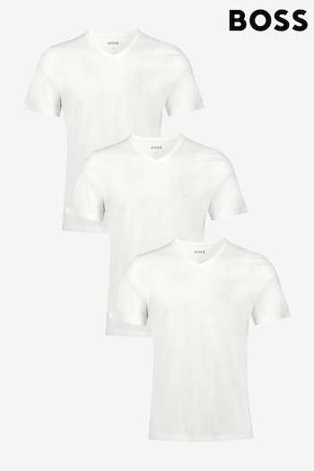 BOSS White Classic V-Neck T-Shirts 3 Pack (C38007) | £45