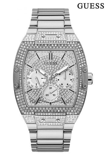 Guess Gents Silver Toned Phoenix Night Life Watch (C38093) | £289